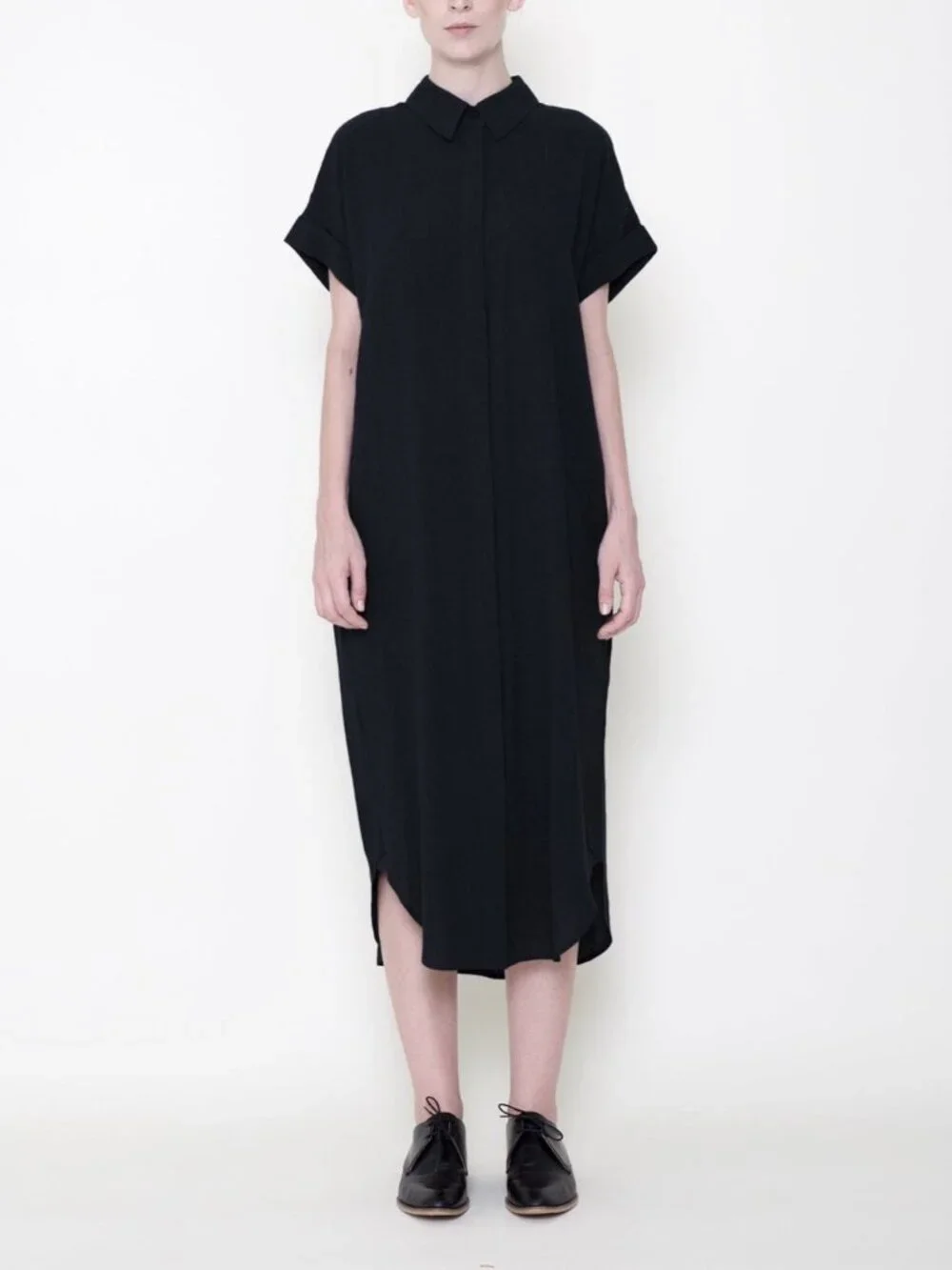 7115 by Szeki Black Signature Maxi Shirtdress + Reversible Black Dress Size S